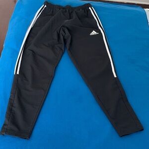 Adidas Kids Black Joggers with White Stripes